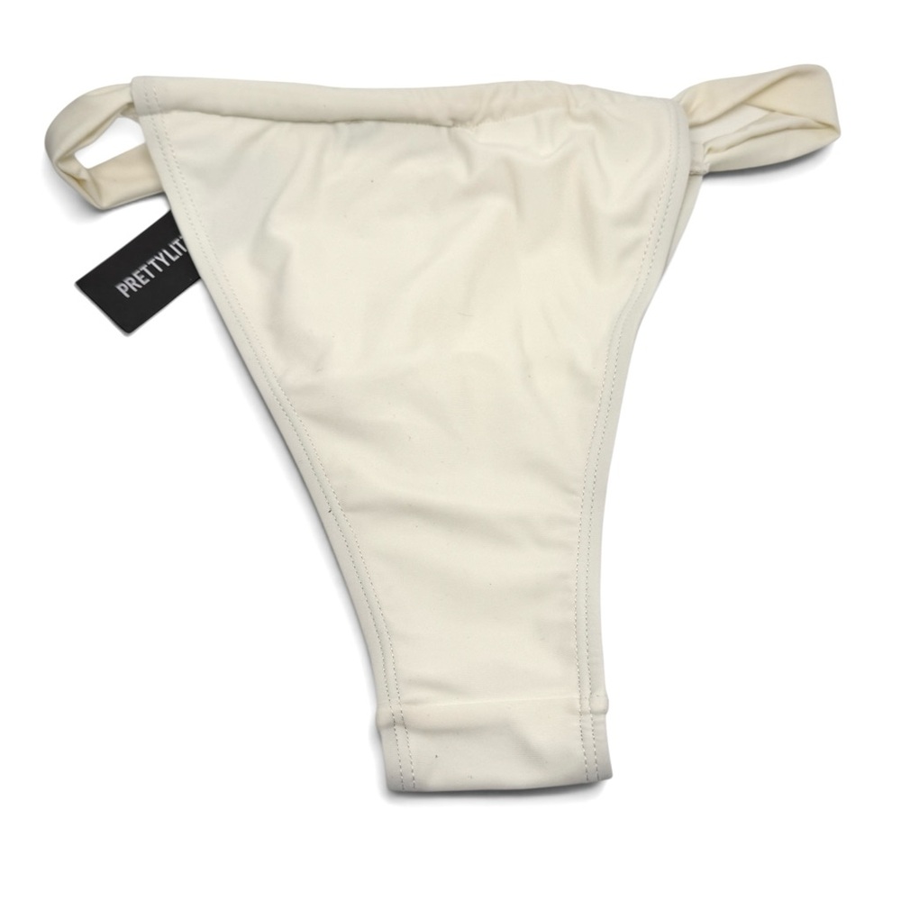 PrettyLittleThing Cream Ruched Tanga Bikini Bottom Size 6 - Picture 4 of 7